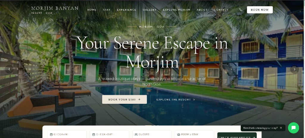 Morjim Banyan Resort Website - Morjim, Goa